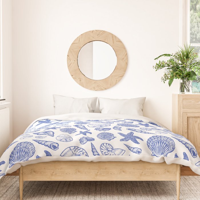 Blue Seashell Print Duvet Cover Gallery Image 3