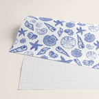 Blue Seashell Print Wrapping Paper Gallery Image 2