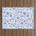 Blue Seashell Print Outdoor Rug Gallery Image 1