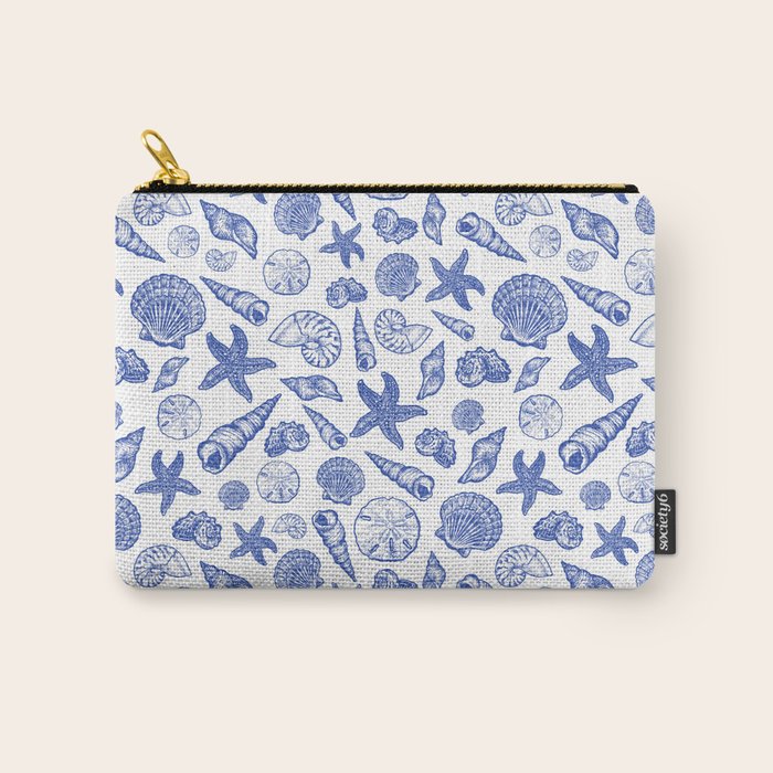Blue Seashell Print Carry All Pouch Gallery Image 1
