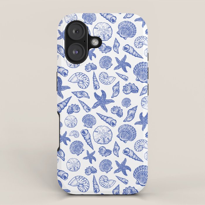 Blue Seashell Print iPhone Case