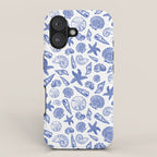Blue Seashell Print iPhone Case Gallery Image 1