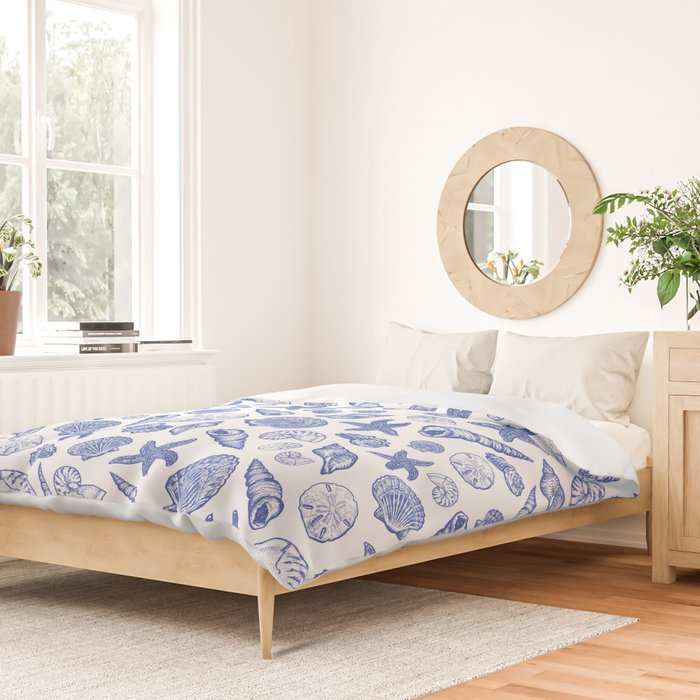 Blue Seashell Print Duvet Cover Gallery Image 2