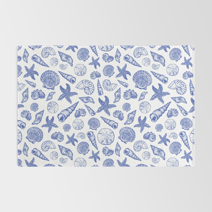 Blue Seashell Print Rug Gallery Image 2