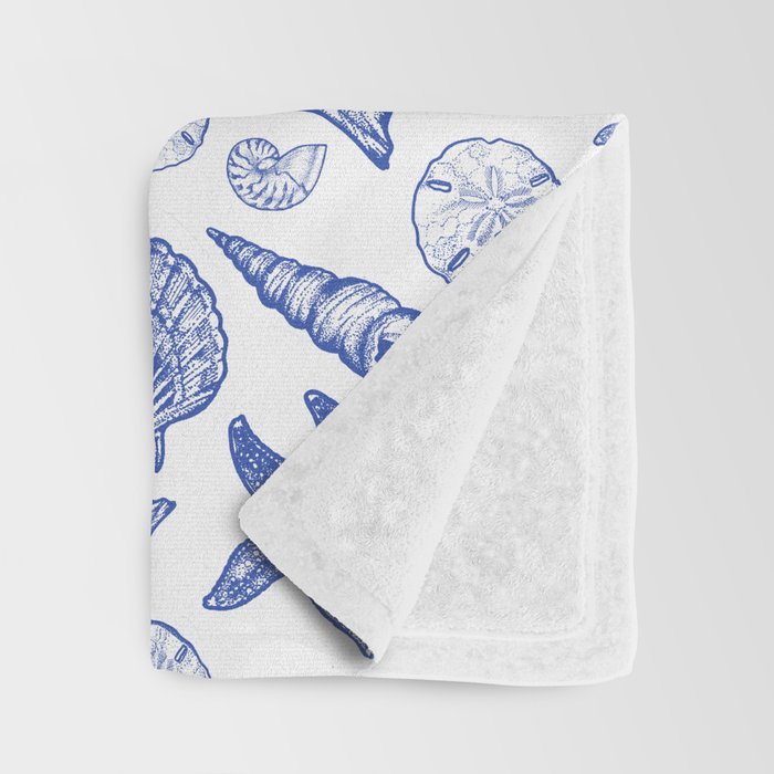Blue Seashell Print Throw Blanket Gallery Image 3