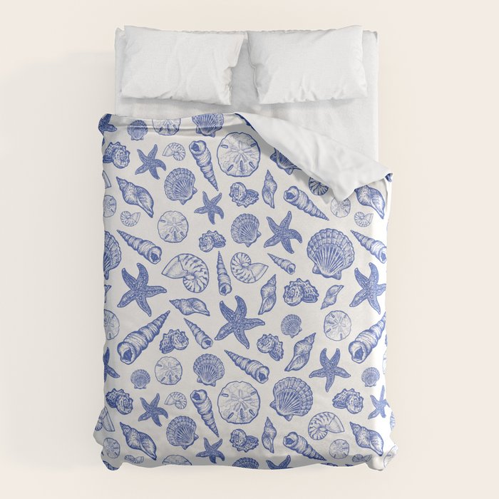 Blue Seashell Print Duvet Cover Gallery Image 6