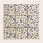 Blue Seashell Print Wood Wall Art Gallery Image 1
