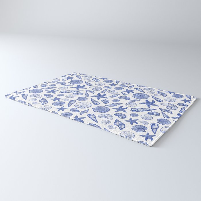 Blue Seashell Print Rug Gallery Image 3