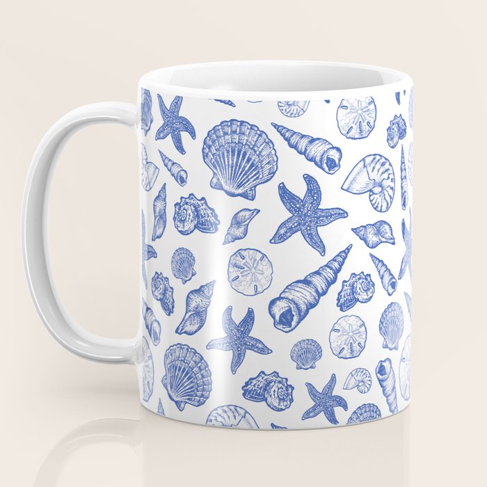 Blue Seashell Print Coffee Mug Gallery Image 3