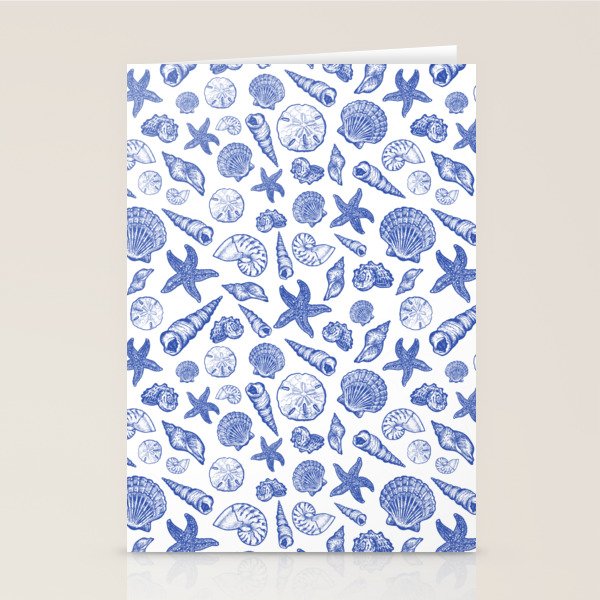 Blue Seashell Print Stationery Card Gallery Image 2