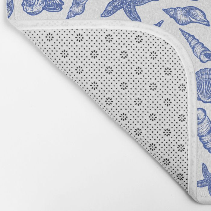Blue Seashell Print Bath Mat Gallery Image 2