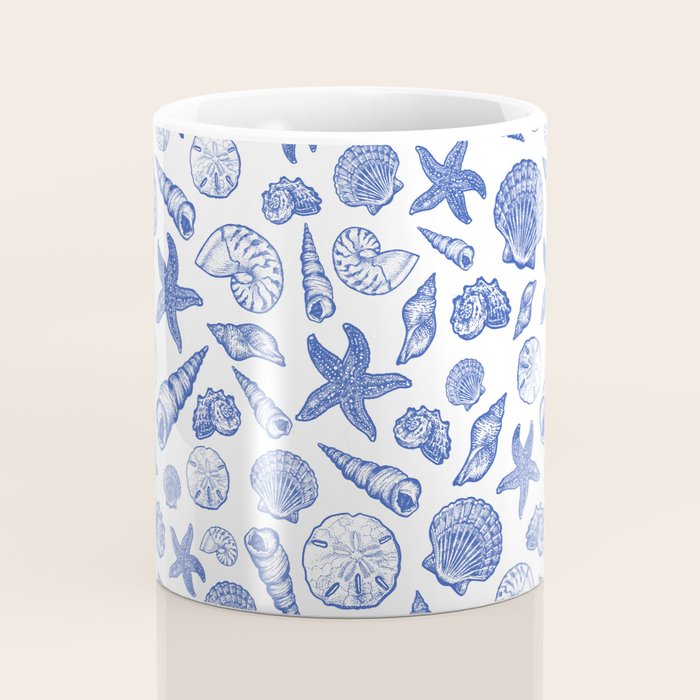 Blue Seashell Print Coffee Mug Gallery Image 4