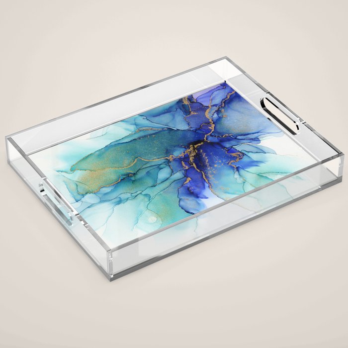 Electric Waves Violet Turquoise - Part 2 Acrylic Tray Gallery Image 1
