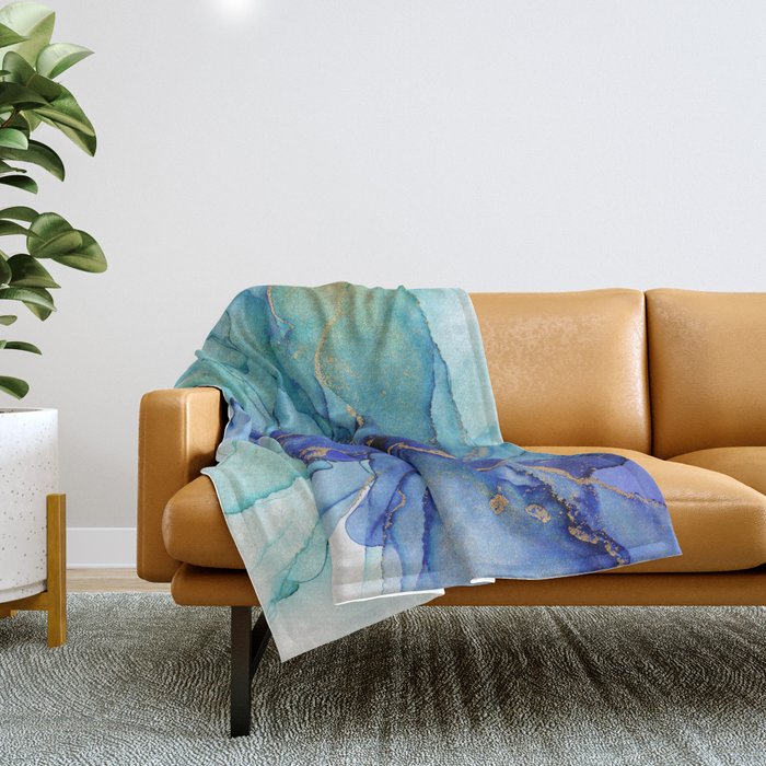 Electric Waves Violet Turquoise - Part 2 Throw Blanket Gallery Image 1