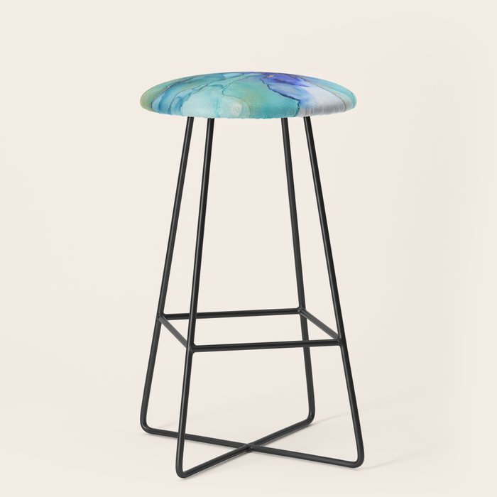 Electric Waves Violet Turquoise - Part 2 Stool Gallery Image 1