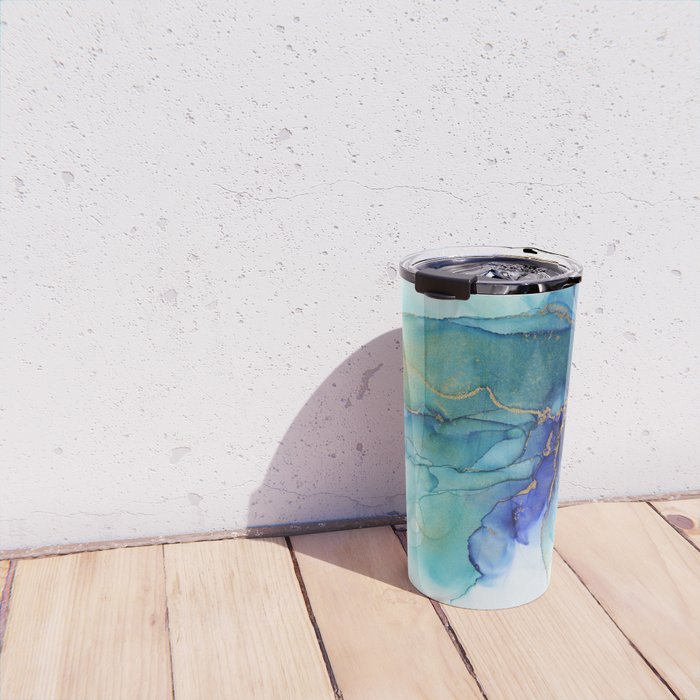 Electric Waves Violet Turquoise - Part 2 Travel Mug Gallery Image 4