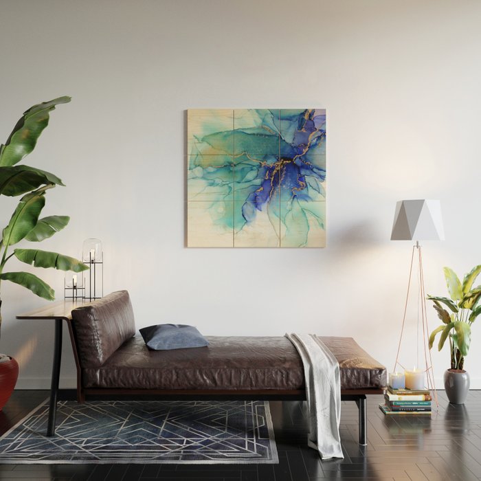 Electric Waves Violet Turquoise - Part 2 Wood Wall Art Gallery Image 2