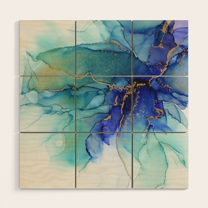 Electric Waves Violet Turquoise - Part 2 Wood Wall Art Gallery Image 1