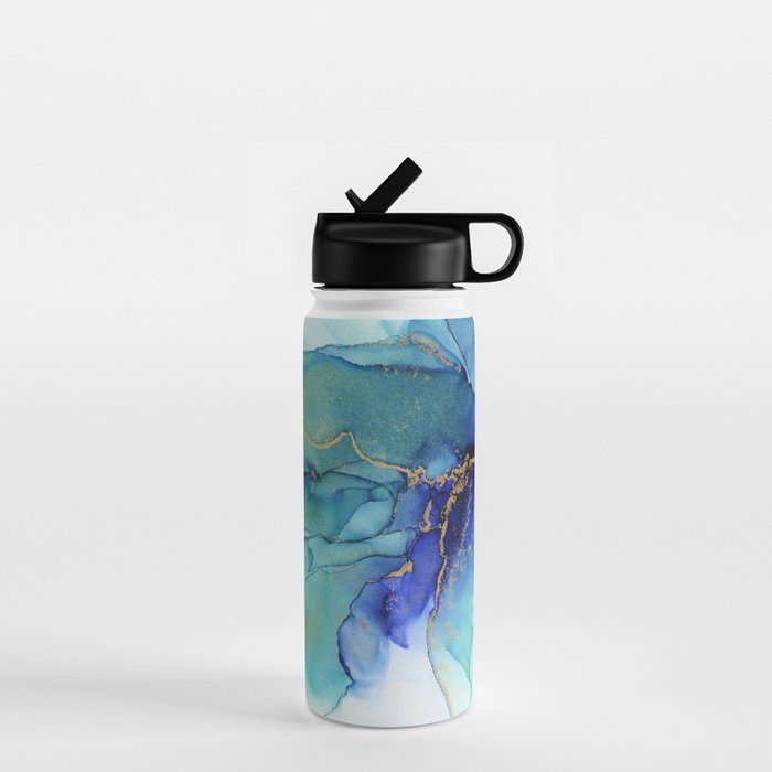 Electric Waves Violet Turquoise - Part 2 Water Bottle Gallery Image 1