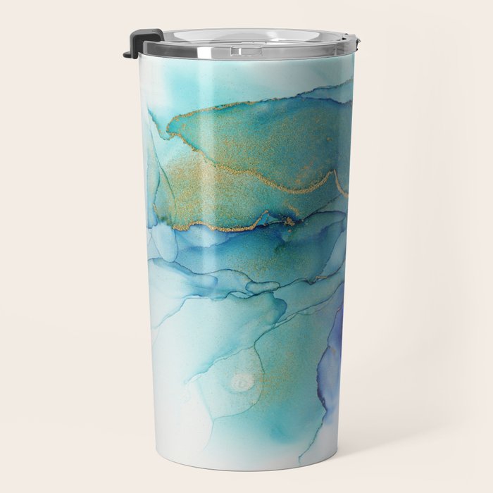 Electric Waves Violet Turquoise - Part 2 Travel Mug Gallery Image 3
