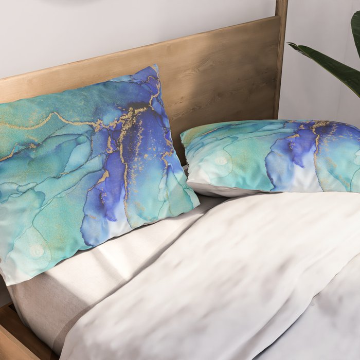 Electric Waves Violet Turquoise - Part 2 Pillow Sham Gallery Image 2