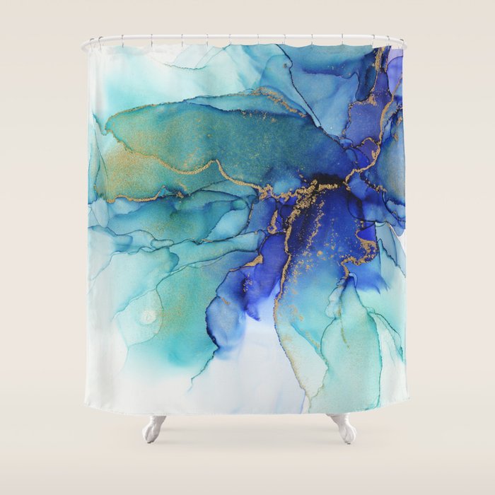 Electric Waves Violet Turquoise - Part 2 Shower Curtain Gallery Image 1