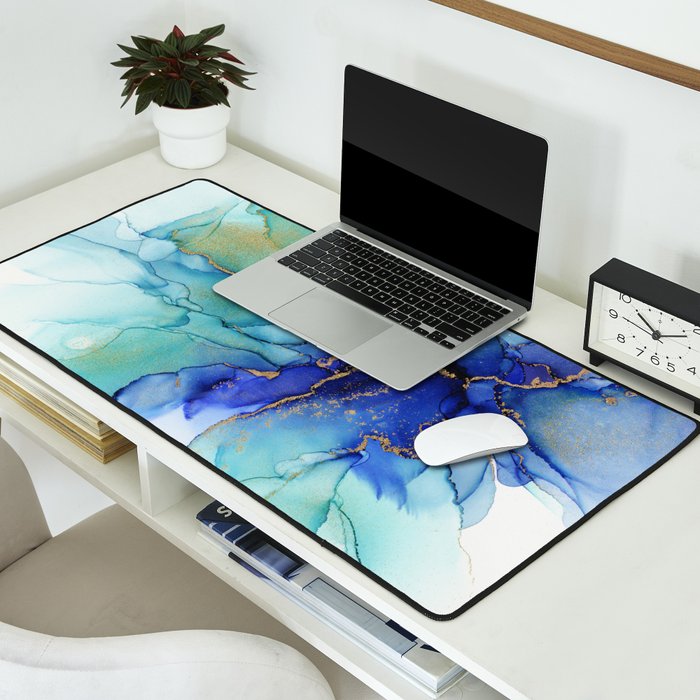 Electric Waves Violet Turquoise - Part 2 Desk Mat Gallery Image 2
