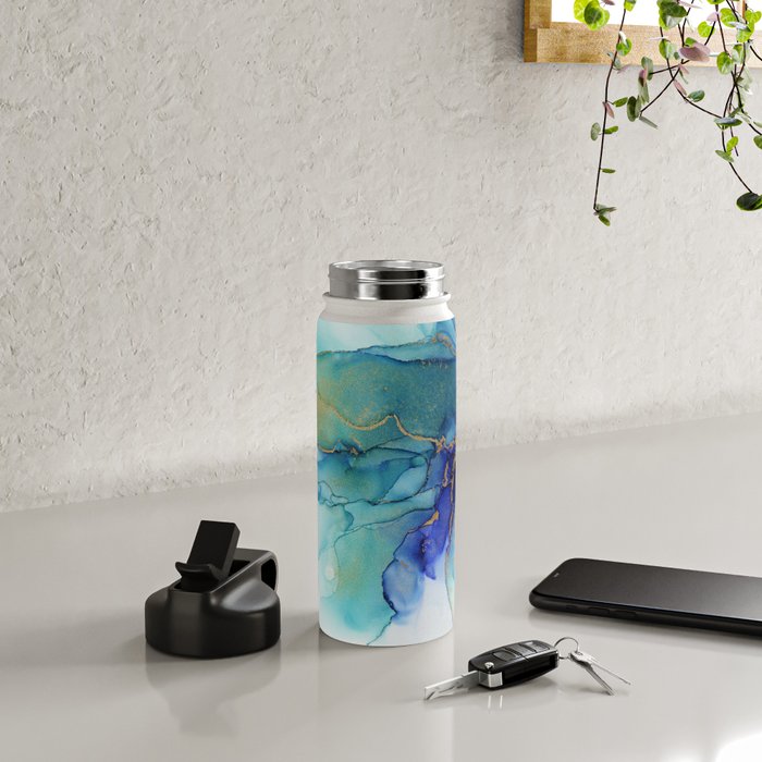 Electric Waves Violet Turquoise - Part 2 Water Bottle Gallery Image 4