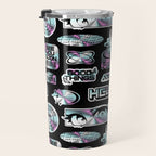 Retro holographic Y2K sticker pattern Travel Mug Gallery Image 3