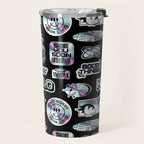 Retro holographic Y2K sticker pattern Travel Mug Gallery Image 2