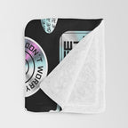Retro holographic Y2K sticker pattern Throw Blanket Gallery Image 3