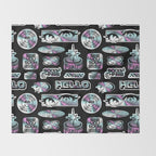 Retro holographic Y2K sticker pattern Throw Blanket Gallery Image 2