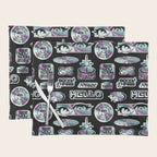 Retro holographic Y2K sticker pattern Placemat Gallery Image 1