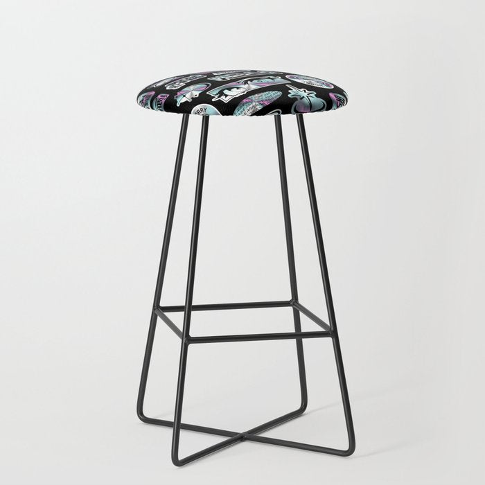 Retro holographic Y2K sticker pattern Stool Gallery Image 1