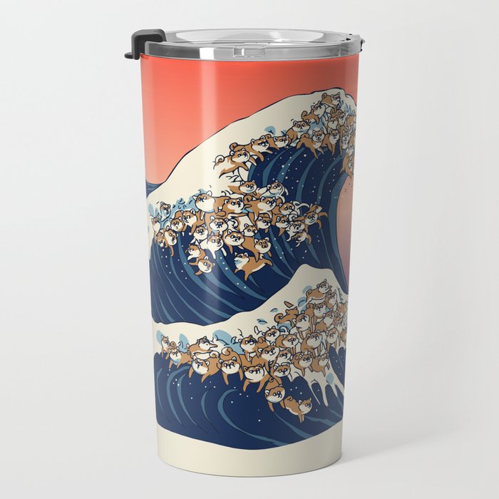 The Great Wave of Shiba Inu Travel Mug Gallery Image 3