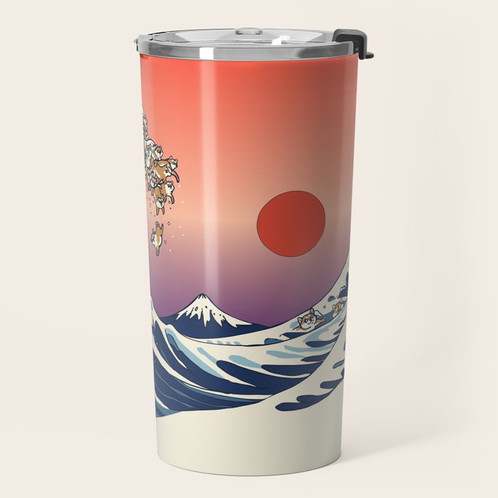 The Great Wave of Shiba Inu Travel Mug Gallery Image 2