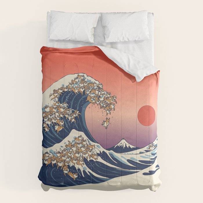 The Great Wave of Shiba Inu Comforter Gallery Image 1