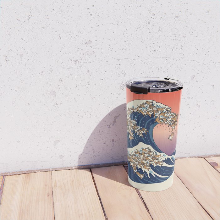 The Great Wave of Shiba Inu Travel Mug Gallery Image 4