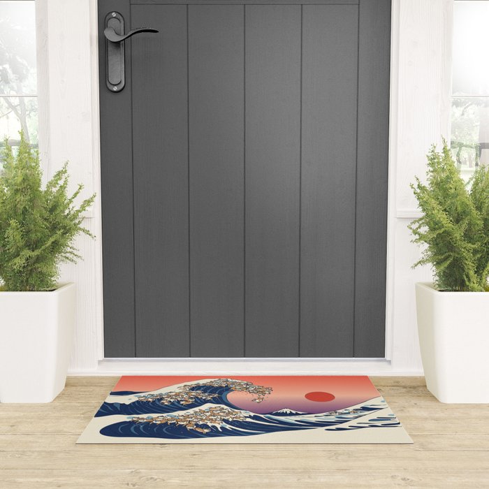The Great Wave of Shiba Inu Welcome Mat Gallery Image 3