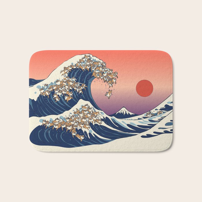 The Great Wave of Shiba Inu Bath Mat Gallery Image 1