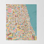 Chicago Map Art Throw Blanket Gallery Image 2