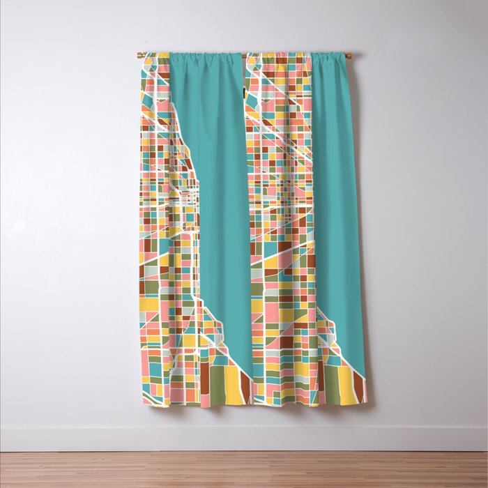Chicago Map Art Window Curtain Gallery Image 3