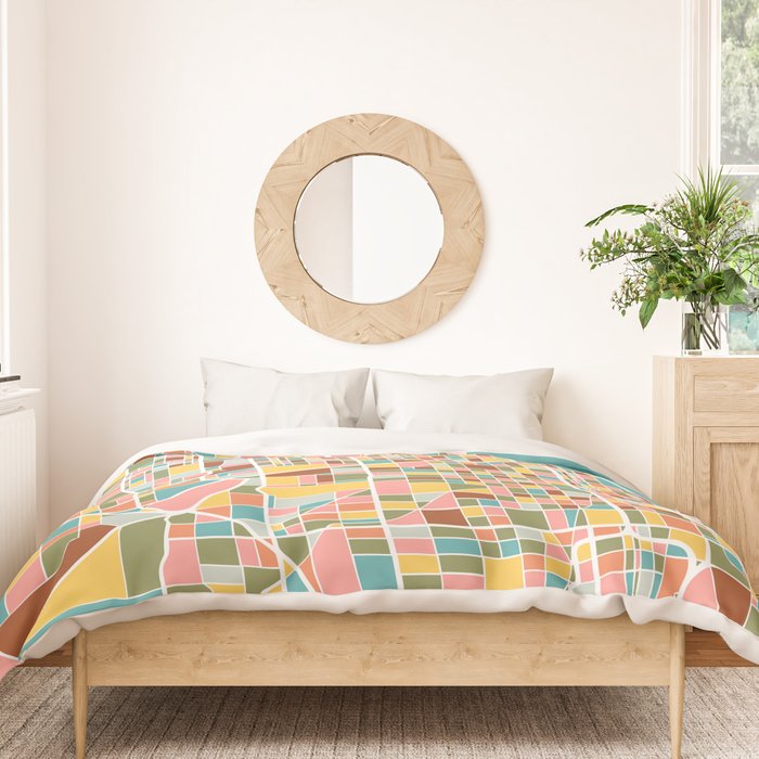 Chicago Map Art Duvet Cover Gallery Image 3