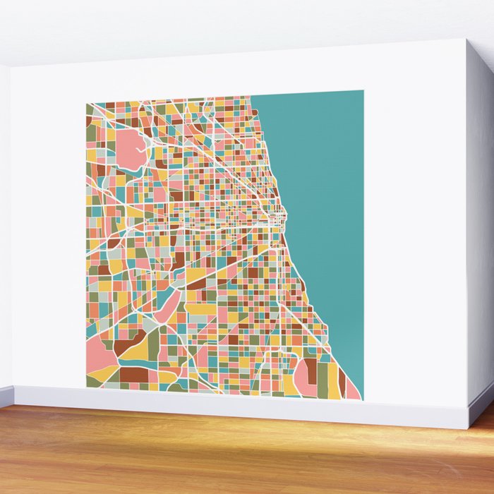 Chicago Map Art Wall Mural Gallery Image 2