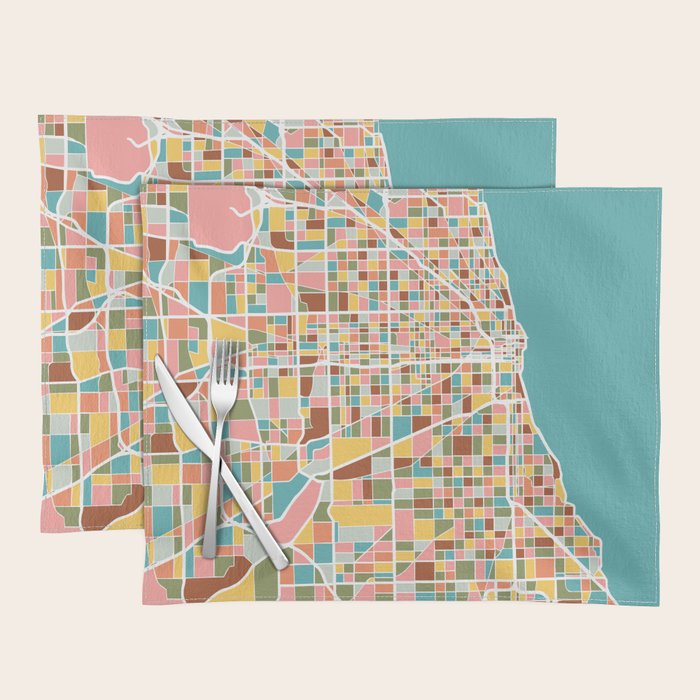 Chicago Map Art Placemat Gallery Image 1