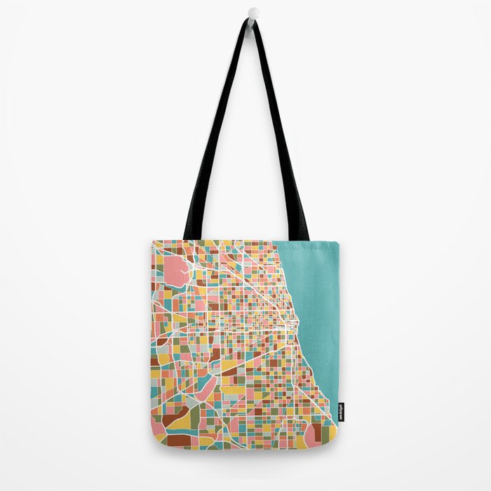 Chicago Map Art Tote Bag Gallery Image 2