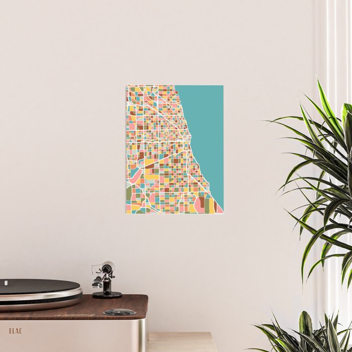 Chicago Map Art Poster Gallery Image 2