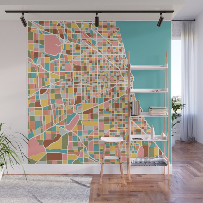 Chicago Map Art Wall Mural Gallery Image 1