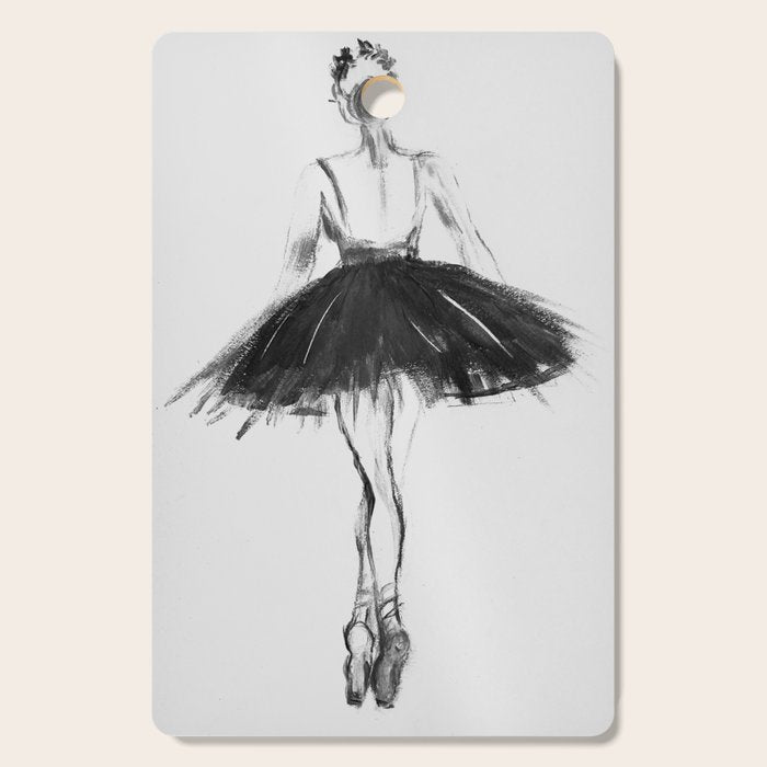 Ballerina, black white, pastel, charcoal Cutting Board Gallery Image 1