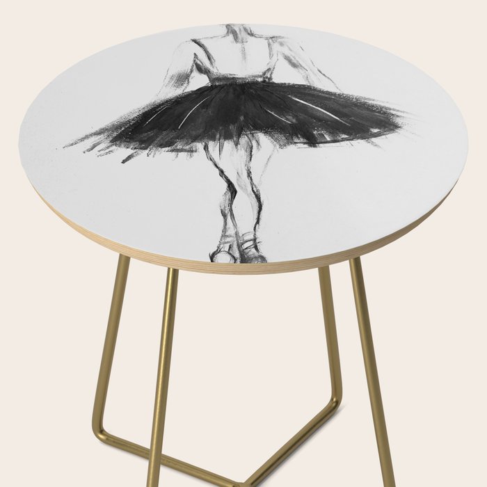 Ballerina, black white, pastel, charcoal Side Table Gallery Image 2
